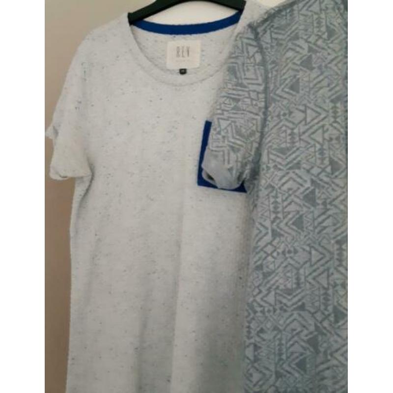 3 T-Shirts + blouse mt XS/S van The Sting, grijs/grijsblauw