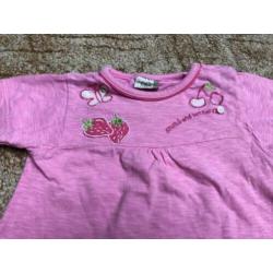 Roze shirt korte mouwen maat 80