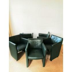eettafelstoelen donkergroen leer
