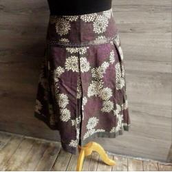 Bruin met witte en paarse glimmer bloemen Soho rok maat 44