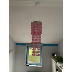 Hanglamp roze druppels 77cm hoog 27cm doorsnede