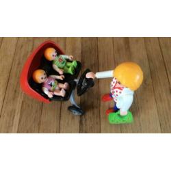 Playmobil moeder tweeling kinderwagen wandelwagen baby vrouw