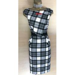 jurk met geruit dessin en ceintuur karen millen maat 10/38 n