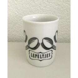 Aardewerk potje voor thee- / koffie lepeltjes - wit/grijs