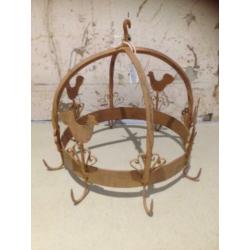 Brocante oude ijzeren ronde wildhaak / geroest