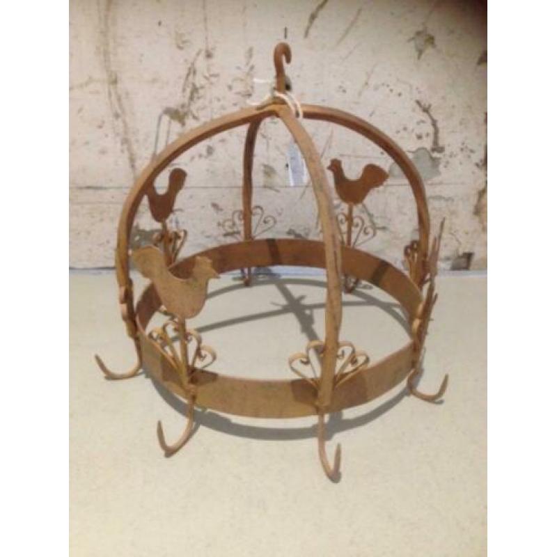 Brocante oude ijzeren ronde wildhaak / geroest