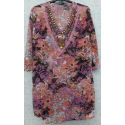 EXTRA ME zalm/lila tuniek met stenen mt L