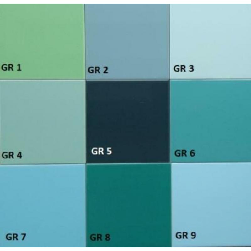 tegels 15x15 cm, 9 x groen v 0,40-1,00, v mozaïek, Mosa,wand