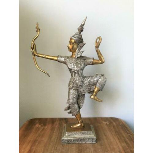 Grote brons verzilverd goud Prins Rama Vishnu beeld