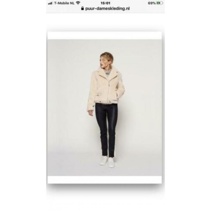 Ibana winterjas biker Fake fur cuddle off white s/m
