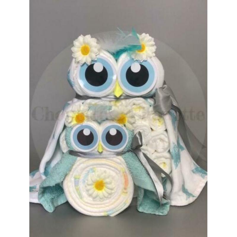 Gratis verzending Luiertaart Uil Luieruil Set Zwart wit
