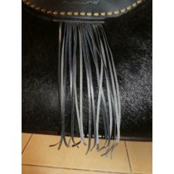 Alaluna zwarte vacht met leer bowler football franjes tas