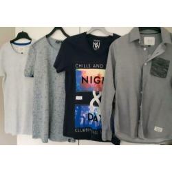 3 T-Shirts + blouse mt XS/S van The Sting, grijs/grijsblauw