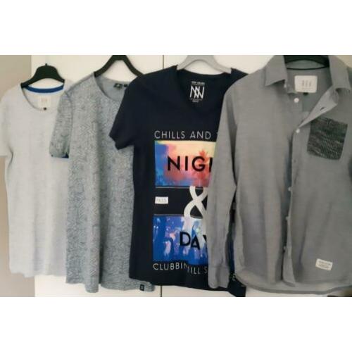 3 T-Shirts + blouse mt XS/S van The Sting, grijs/grijsblauw