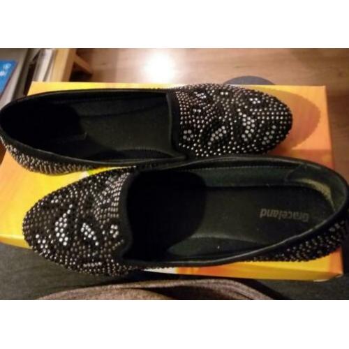 schoenen zwart met bling bling maat 37