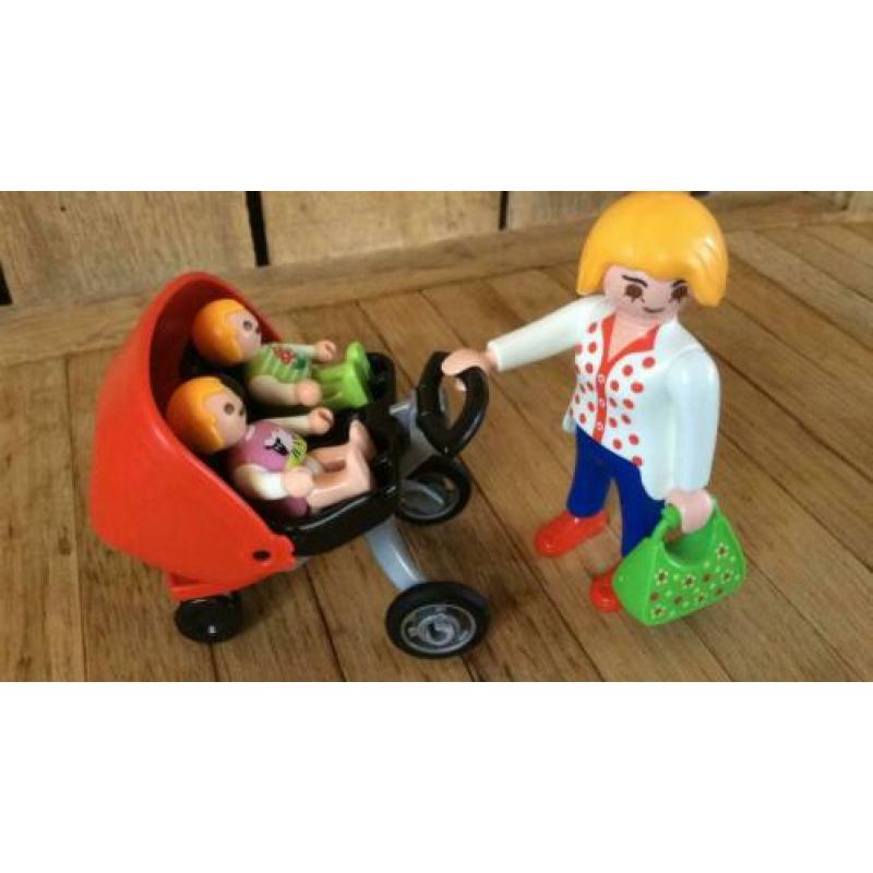 Playmobil moeder tweeling kinderwagen wandelwagen baby vrouw