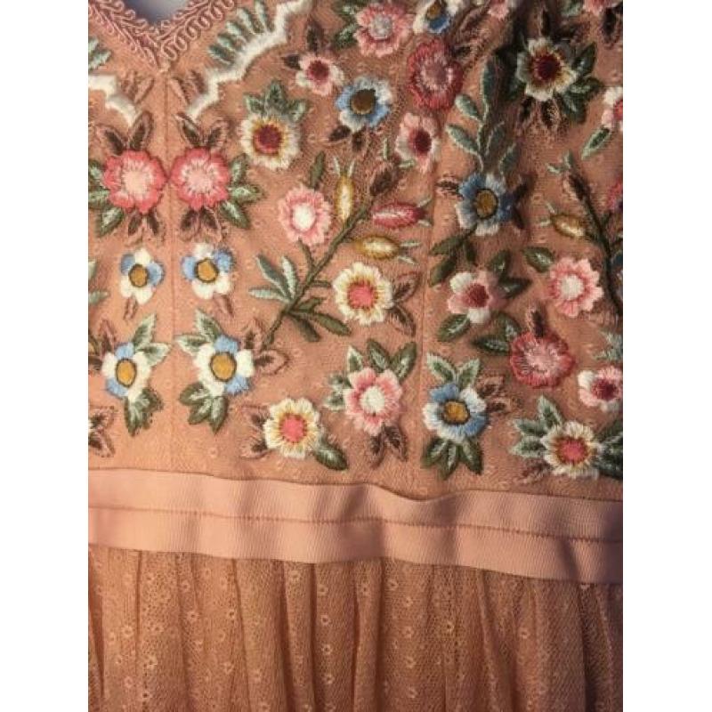 Needle & Thread oudroze jurk met bloemen, mt 38-40