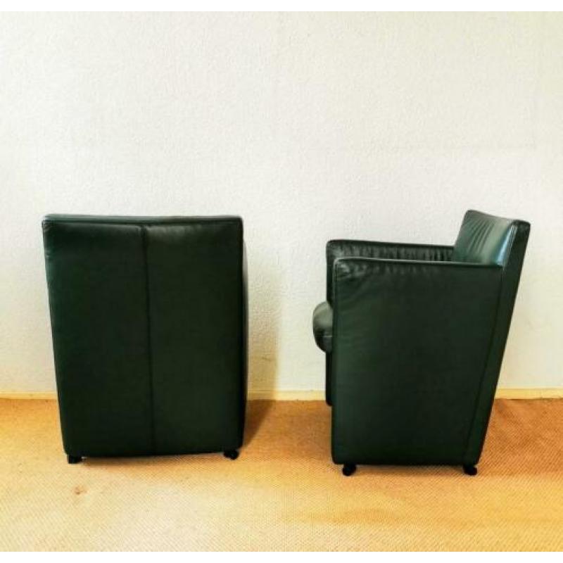 eettafelstoelen donkergroen leer