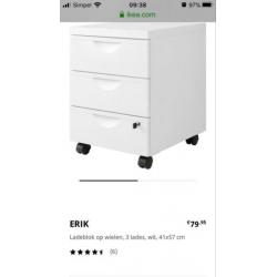 bureau ladekastje IKEA wit - zo goed als nieuw - op wielen