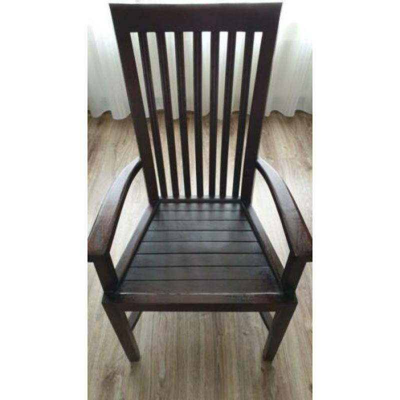 Teak houten eetkamerset (koloniaal, zware kwaliteit)