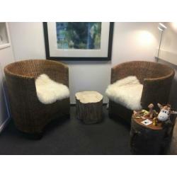 Rieten rotan fauteuils