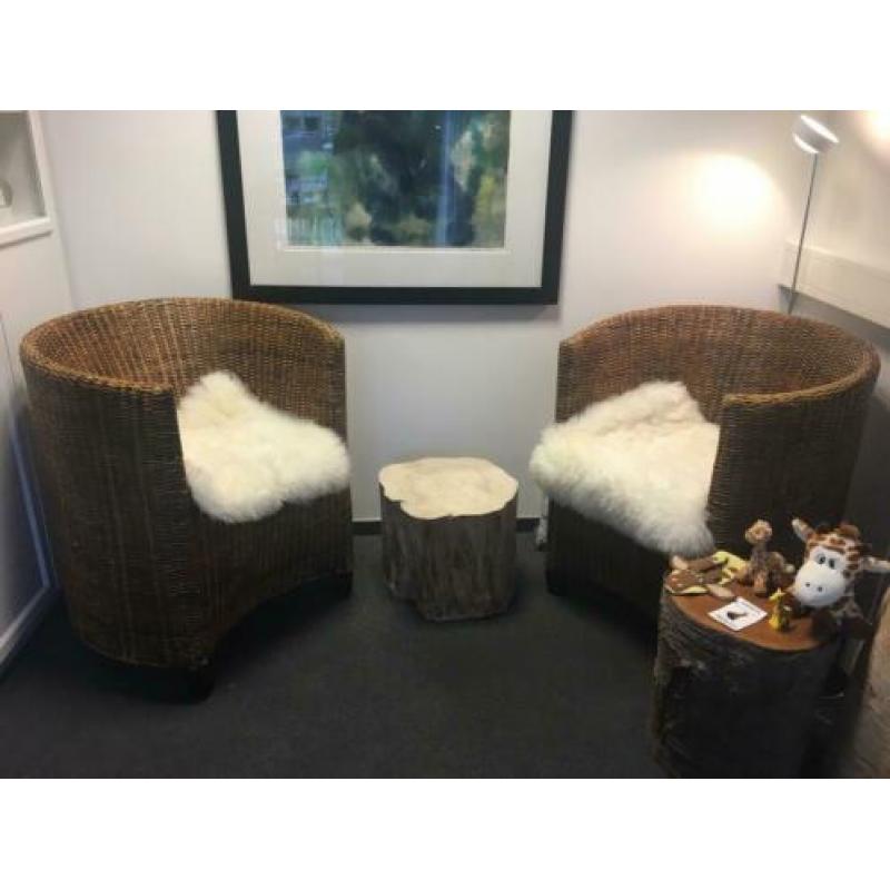 Rieten rotan fauteuils