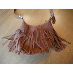 Suede schoudertasje / handtas met franjes