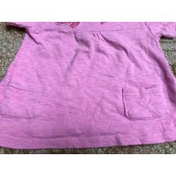 Roze shirt korte mouwen maat 80