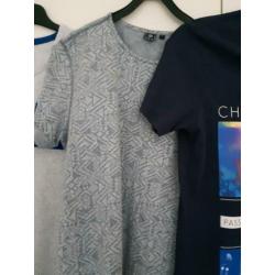 3 T-Shirts + blouse mt XS/S van The Sting, grijs/grijsblauw