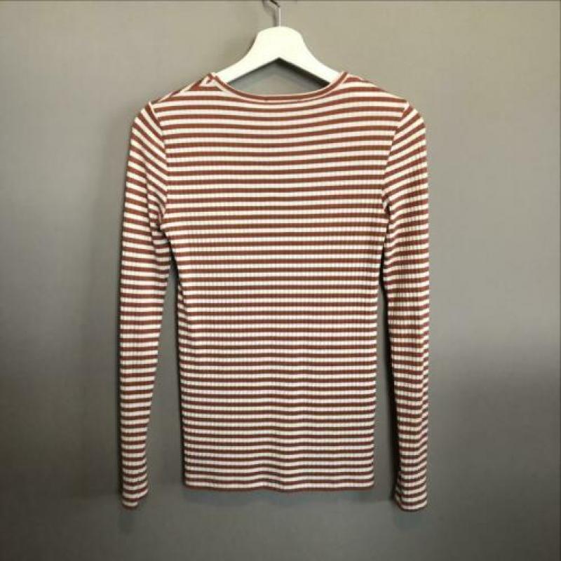Pieces roze / wit lange mouw shirt maat XS