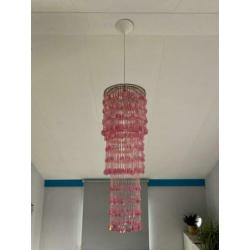Hanglamp roze druppels 77cm hoog 27cm doorsnede