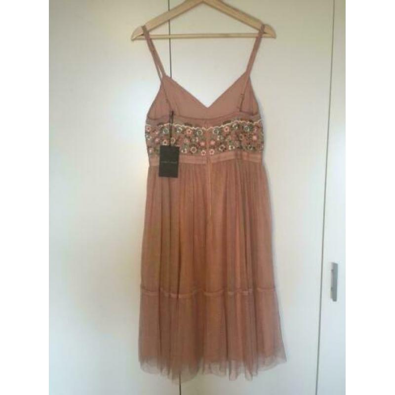 Needle & Thread oudroze jurk met bloemen, mt 38-40