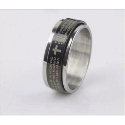 ring van staal met kruis en tekst maat 17 of 18 of 20 of 21