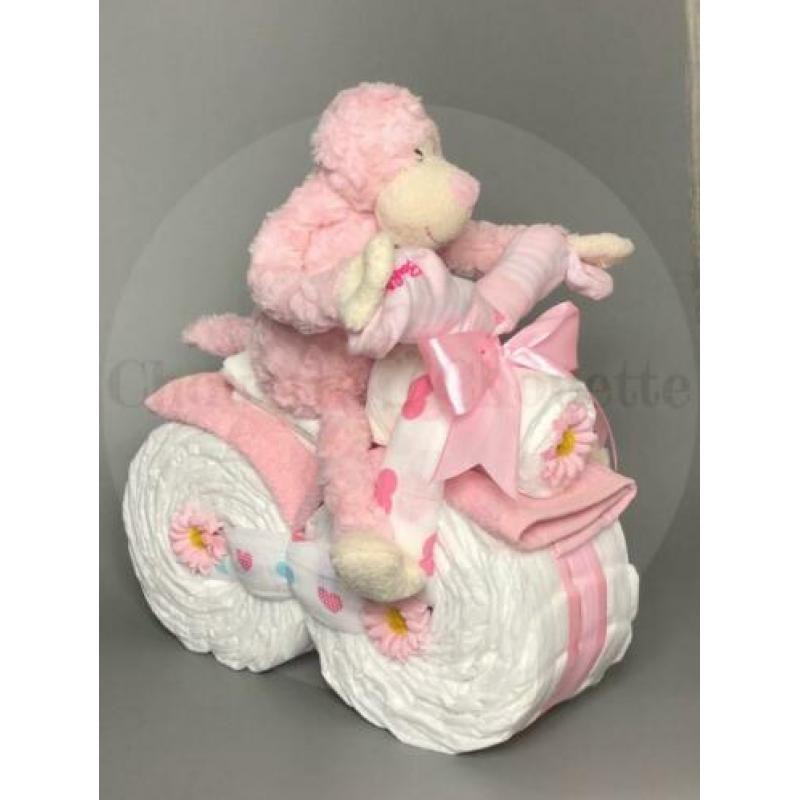 Gratis verzending Luiertaart Motor luiermotor Aap roze