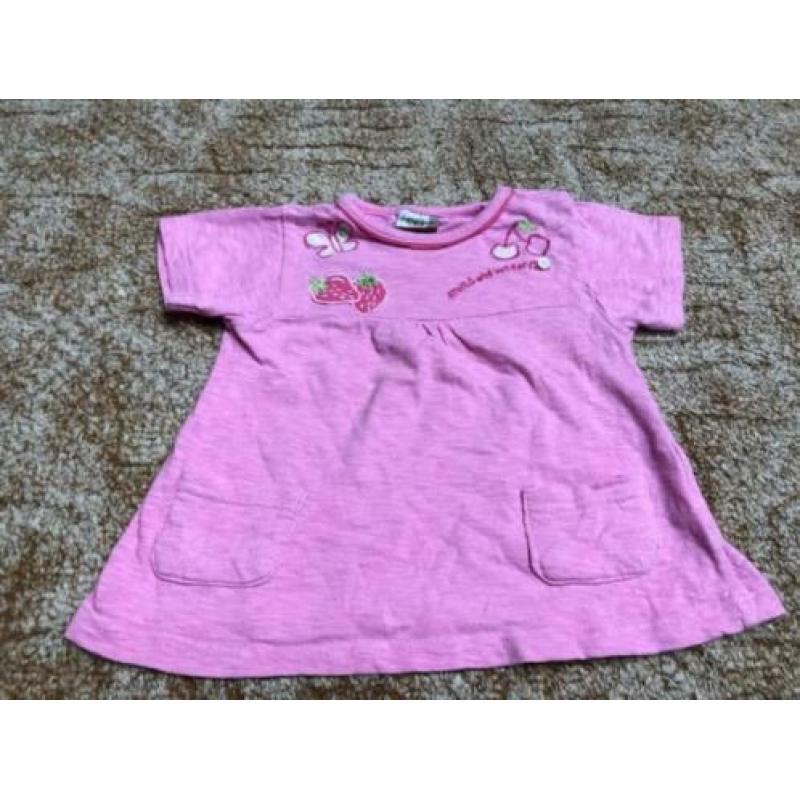 Roze shirt korte mouwen maat 80