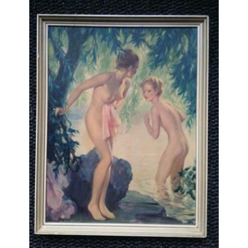 Originele USA pin-up art print 1936 John Bradshaw Crandell