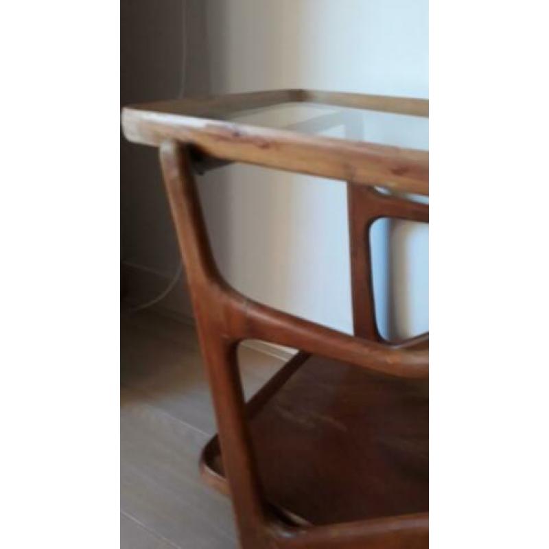 Retro, walnoothouten theewagen Cesare  Lacca Cassina