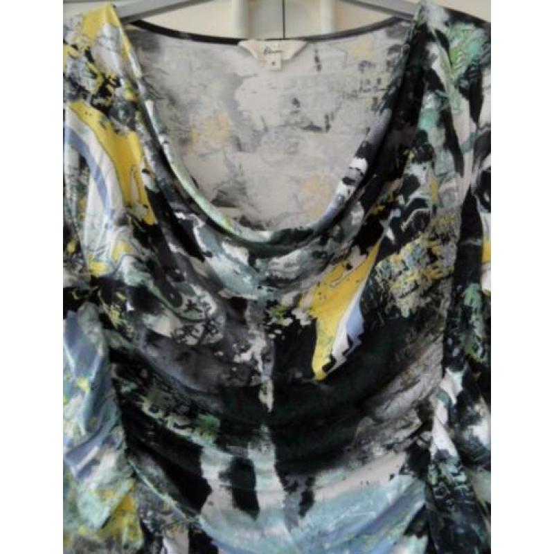 Miss ETAM leuk zwart/grijs/geel stretch top rimpeleffect M