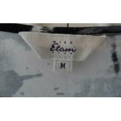 Miss ETAM leuk zwart/grijs/geel stretch top rimpeleffect M