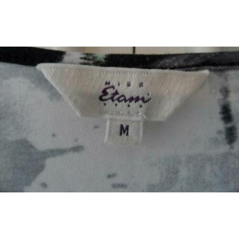 Miss ETAM leuk zwart/grijs/geel stretch top rimpeleffect M