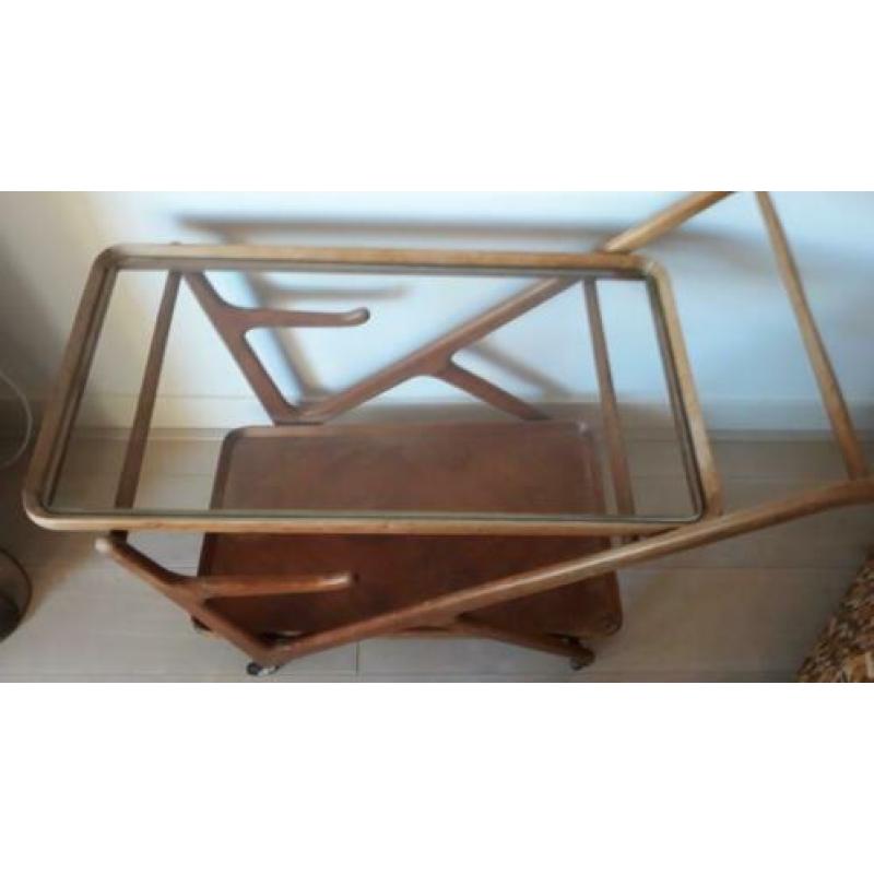 Retro, walnoothouten theewagen Cesare  Lacca Cassina