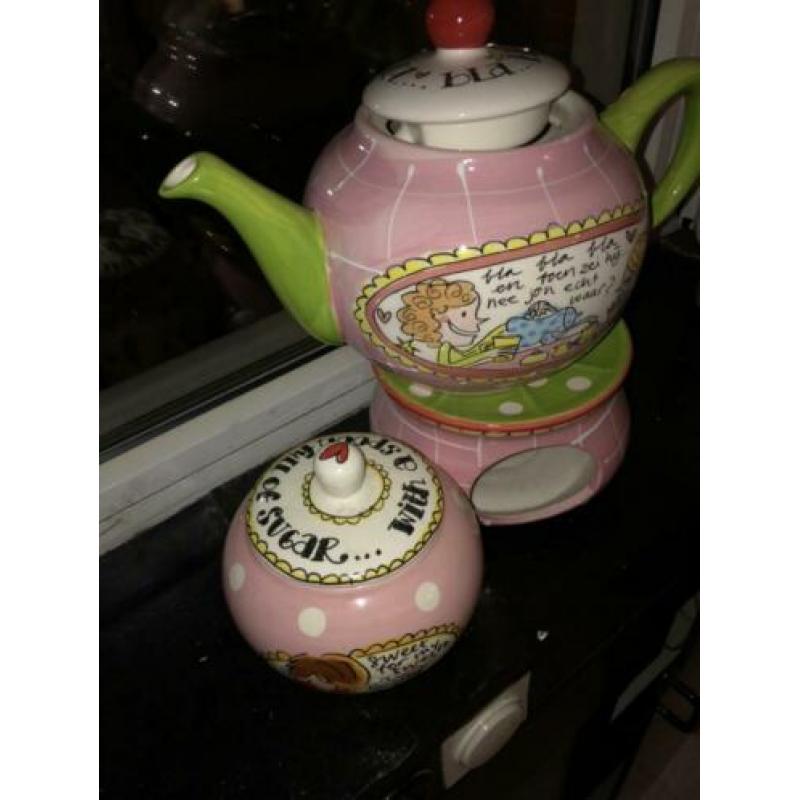 Theepot , theelicht en suikerpot blond Amsterdam zgan
