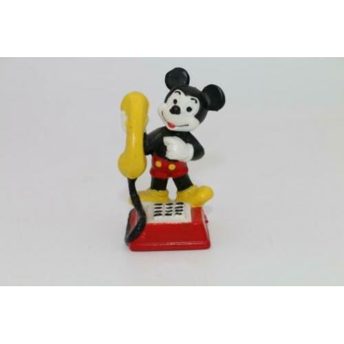 Mickey Mouse op telefoon Bullyland PVC jaren 80 cadeautip
