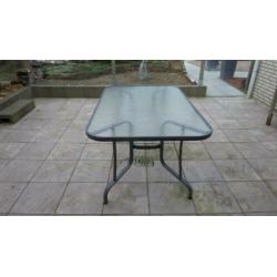 aluminum frame tuintafel glazen blad 0.97 x 1.53 bois le duc