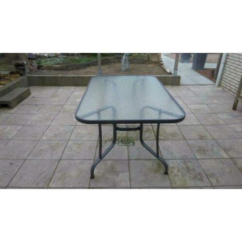 aluminum frame tuintafel glazen blad 0.97 x 1.53 bois le duc
