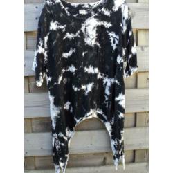 tuniekGlamour punten tuniek, tie and dye zwart grijs 48 50