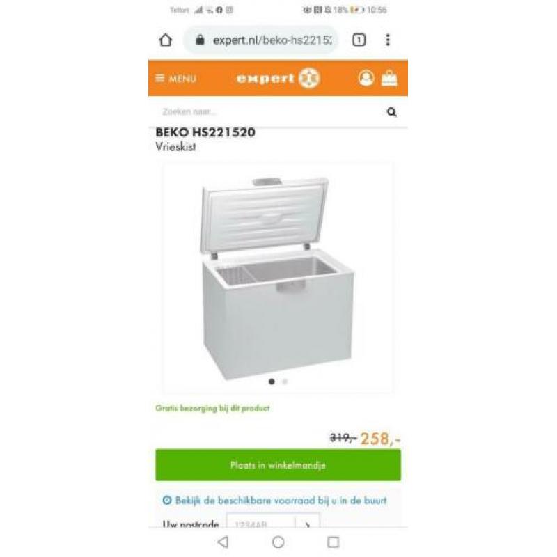 Vrieskist beko A+ bijna nieuw