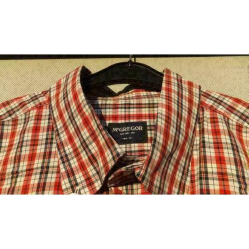 Mc GREGOR rood/blauw/wit ruit overhemd korte mouw mt XXL