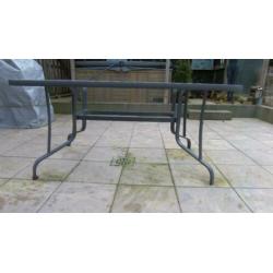 aluminum frame tuintafel glazen blad 0.97 x 1.53 bois le duc