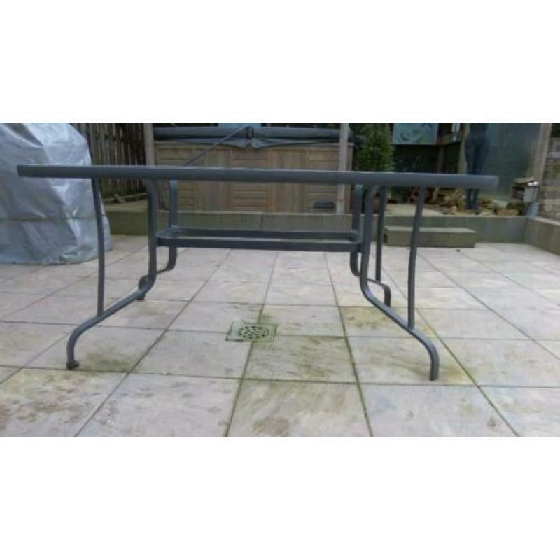 aluminum frame tuintafel glazen blad 0.97 x 1.53 bois le duc